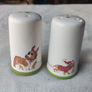 Pier 1 Park Avenue Puppies Christmas Dogs Salt & Pepper Bulldog Schnauzer Chi